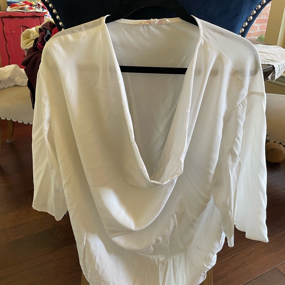 Mazik White Drape Blouse